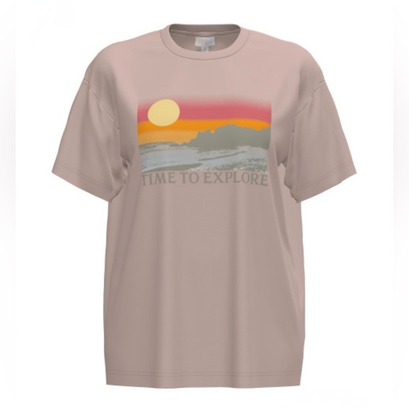 LuLaRoe Tops - LuLaRoe Beige 'Time to Explore' Graphic Tee